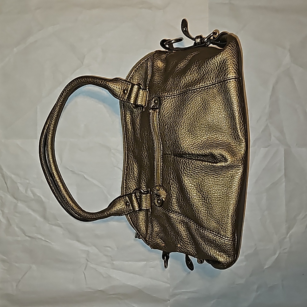 ANNE KLEIN Trinity Satchel in Brushed Gold Vegan Leather